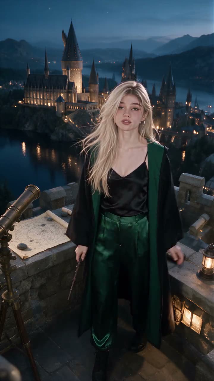Malfoid dances on the tower at blue hour