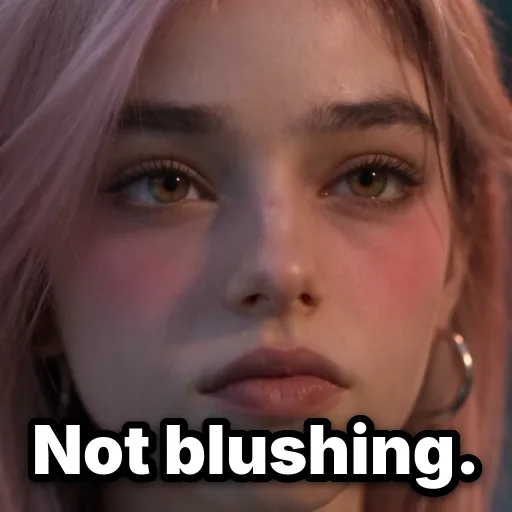 Not Blushing. card: It's cold. Obviously.